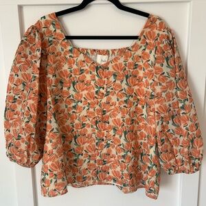 Floral Orange and Green Women's Top